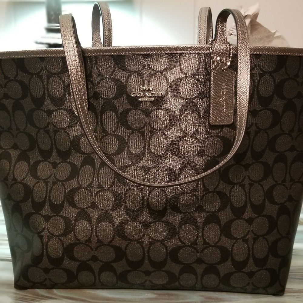 Coach City reversible metallic tote